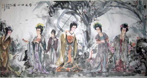 作者：罗来瑛簪花仕女图￥：协商单击鼠标查看详细介绍！